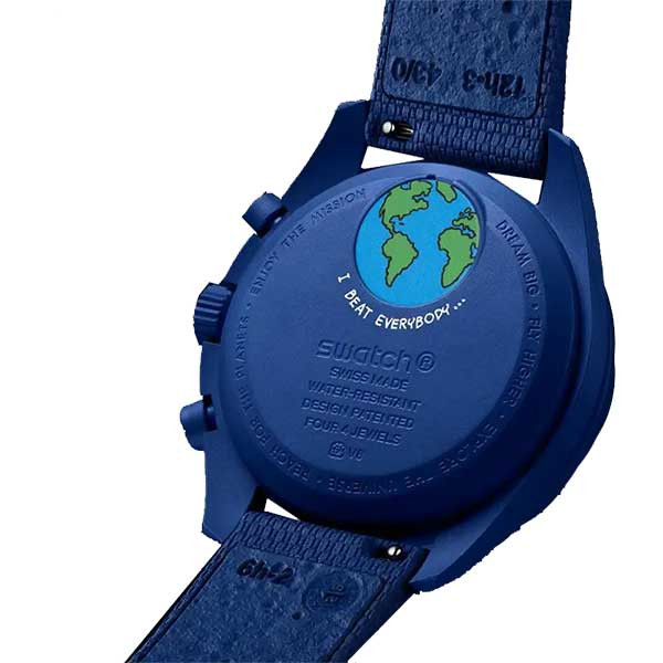ساعت مچی امگا سواچ سه موتور فعال مون شاین مدل Mission to Earth با بند رابر